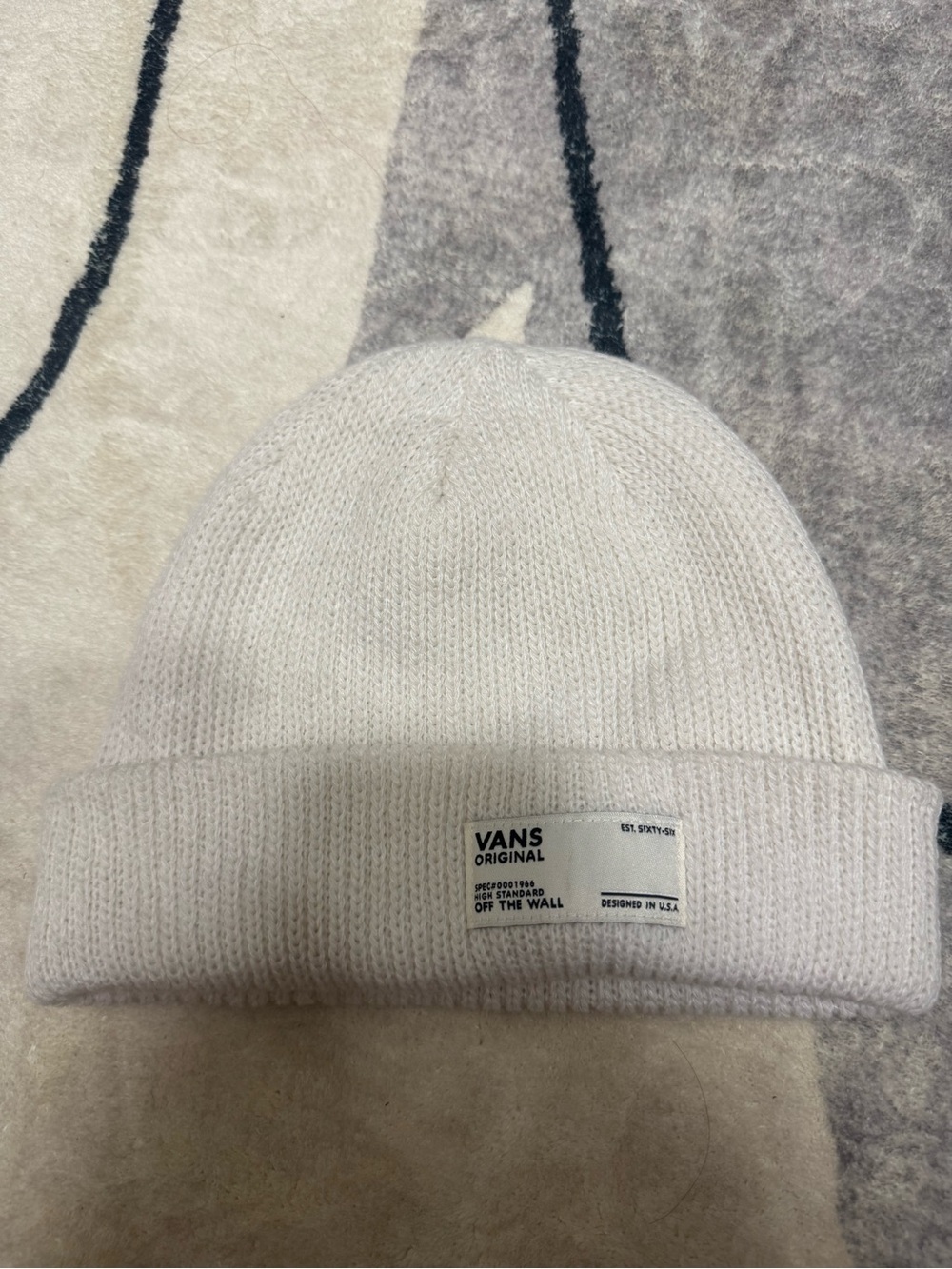 Vans White Knit Cuffed Beanie